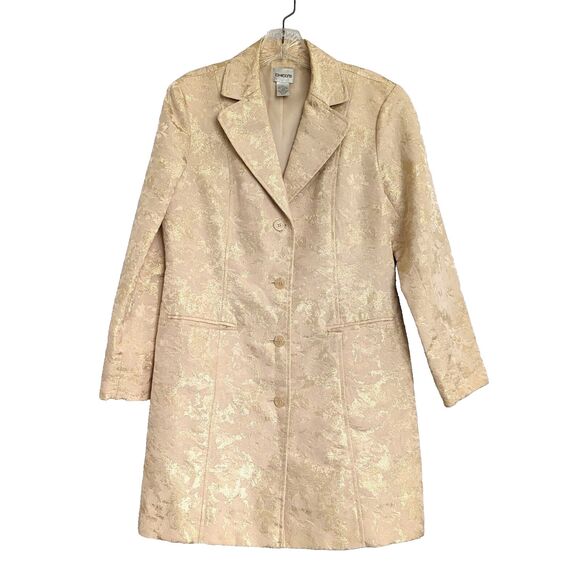 Chico's Belle Amour Odette Gold Metallic Brocade Floral Blazer Jacket Sz 0 Small - Picture 2 of 14